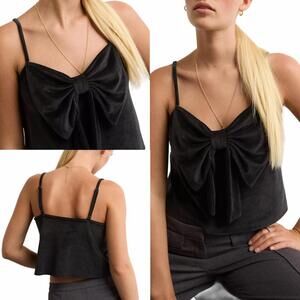 AE Velvet Bow Swing Tank Top American Eagle NWT True Black XL